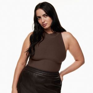 Aritzia Babaton Sculpt Knit Mock Neck Halter Top